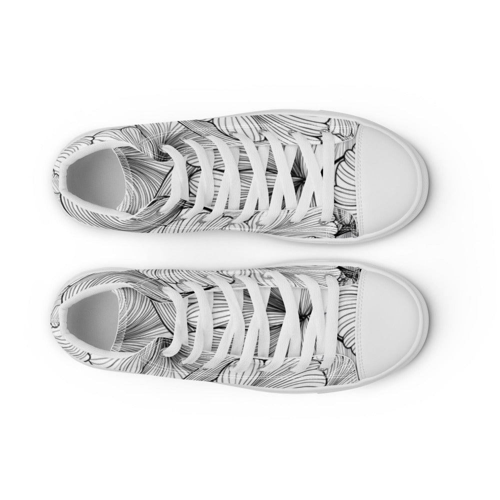Flowing Petals Women’s High Top Sneakers - White Color - https://ascensionemporium.net